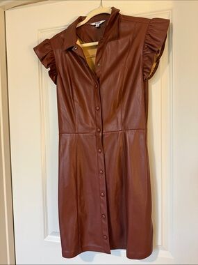 BB Dakota by Steve Madden Faux Leather Button-Front Dress